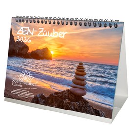 Zen Magic DIN A5 Desk Calendar for 2026 Feng Shui Meditation Yoga Set Contents: 1 x Calendar, 1 x Christmas Pendant, 1 x Greeting Tag (Total 3 Pieces)