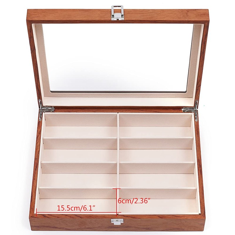 DOONARCES 8 Slots Brown Eyeglass Cases Wooden Sunglass Storage Display