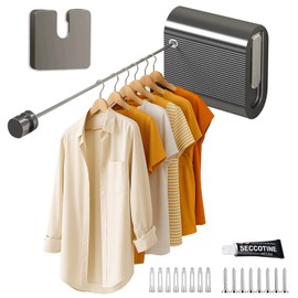 Retractable Washing Line Outdoor, Extendable Clothes Line Indoor & Outdoor, Heavy Duty Stainless Steel Line for Laundry Drying, Wall Mounted Rustproof Clothes Lines for Garden Balcony (4.2M, Grey)