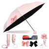 Baestappy Pink Bow Umbrella,Mini Compact Windproof Folding Umbrella for Rain