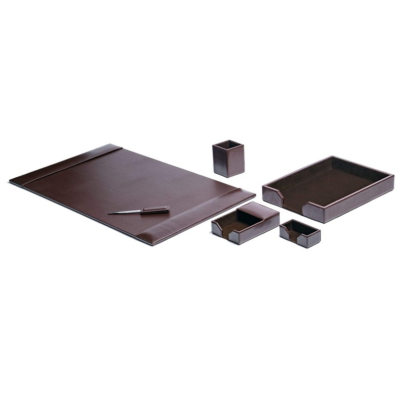 Dacasso Bonded Leather 6-Piece Desk Set, Dark Brown (D3601)