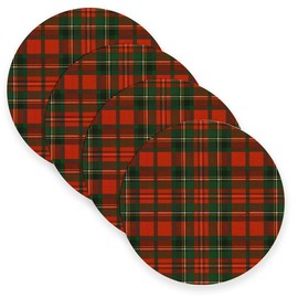 Red and Green Plaid Linen Placemats (Round Set of 4)