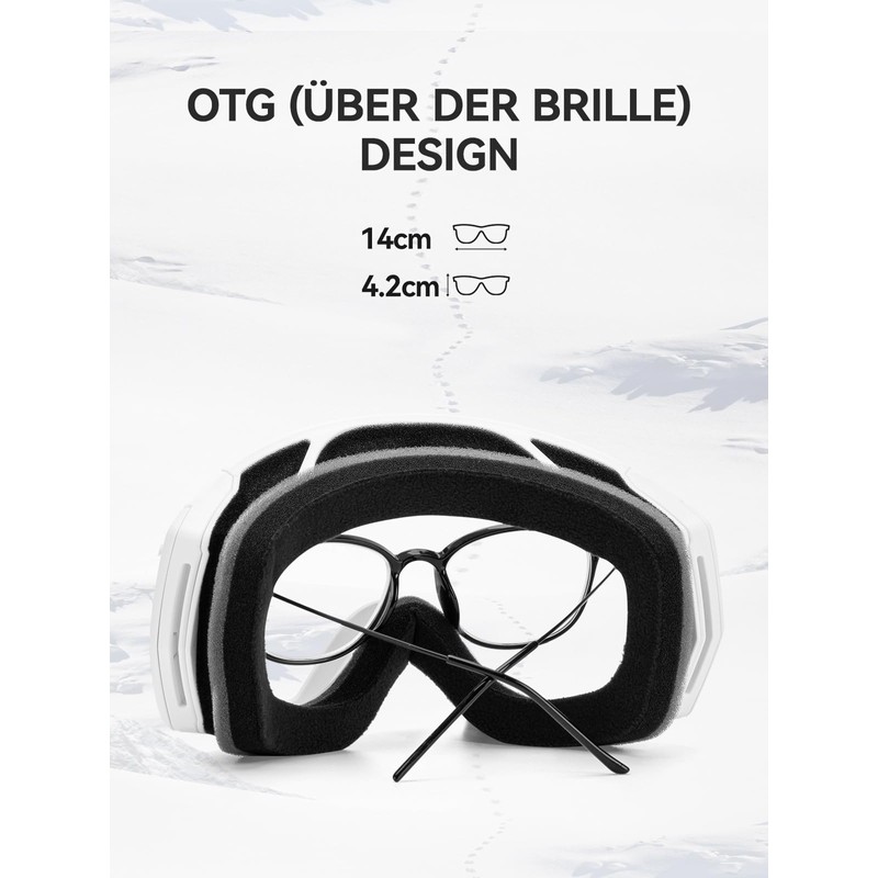 COPOZZ H2 Ski Goggles, Hyperbolic OTG Snow Goggles, Anti-Fog and