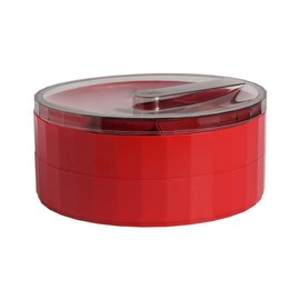 Rotatable Divided Serving Tray Red Double Layer Nut Candy Snacks Dried Fruit Serving Dish Platter with Lid for Home Wedding