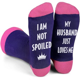 SC Products Spoiled Wife Socks Valentines Gifts for Her | Funny Socks Women Size 4-7 Valentine's Day Wife Gifts | Valentine Gifts for Wife Novelty Socks for Women | Funny Valentines Gift for Wife