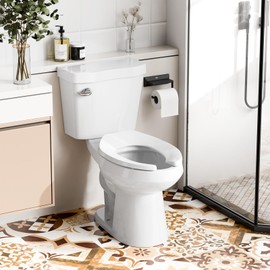 Commercial Open Front Toilet Seat without Cover, 18.5'' Elongated Seat, Easy Clean and Install White Plastic Toilet Seat for Public Restrooms in Churches, Schools, Hospitals, Offices