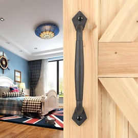 Eumtenr Rustic Barn Door Handle, 10" Heavy Duty Large Design Barn Pull Handle, for DIY Sliding Barn Door, Gate, Shed, Garage | Round Solid Metal Material, Matte Black Finish