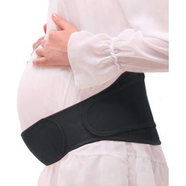 MAQKON Pregnancy Belt, Pelvic Belt, Abdominal Belt, Maternity Belt, Pregnancy Belt, Pregnancy Belt, Pregnancy/Postpartum, Breathable, Easy Installation, Japanese Manual Included (Black)