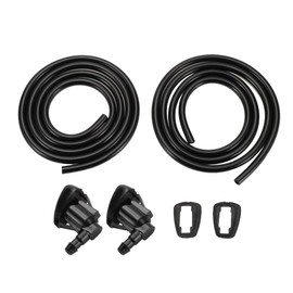 TUCKBOLD Windshield Washer Nozzle for Jeep Grand Cherokee 2005-2016 No. 55372143AB Front Black with 2 Pieces Gasket, 2 Pieces 1 Meter Liquid Hose 1 Set