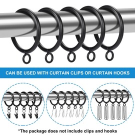 1.5-Inch Inner Diameter Metal Curtain Rings with Eyelets,Fits Up to 1 1/4-Inch Rod Wire Diameter 4.5mm (Black-24pcs)