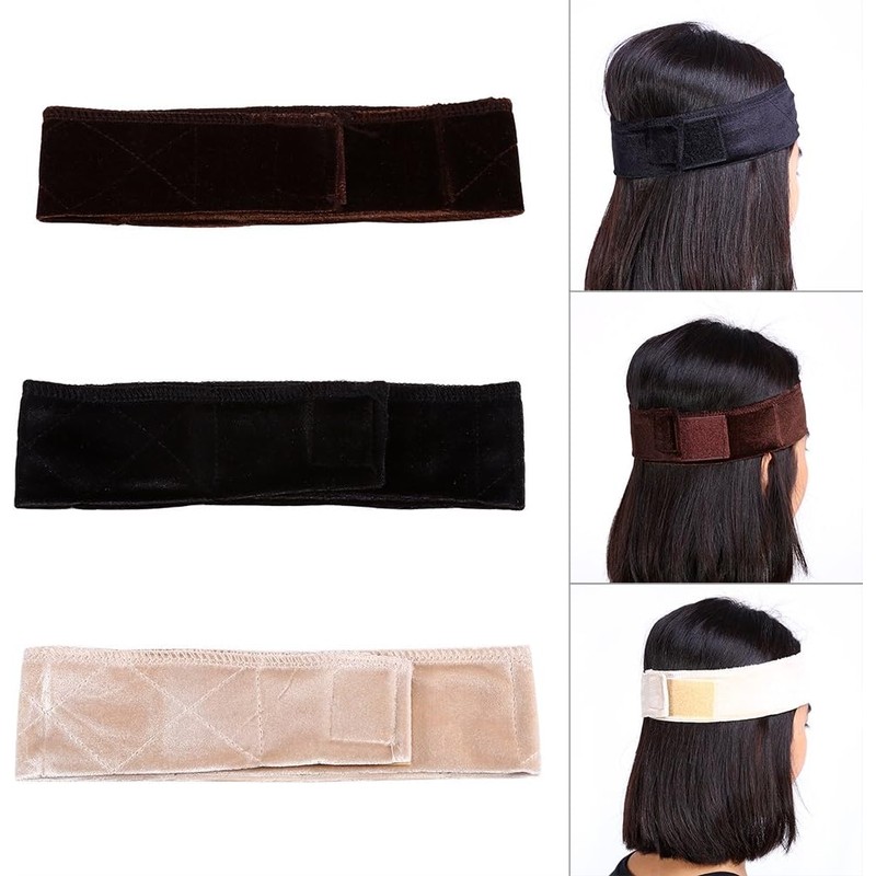 Banda para el Cabello Peluca Grip Terciopelo Ajustable Flexible Sujetar