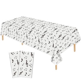 Hegbolke 2 Pack Musical Notes Tablecloths 54 x 108Inch Reusable Rectangular Music Tablecovers Musical Notes Theme Birthday Party Decoration for Music Party Decoration Supplies