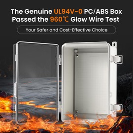 QILIPSU UL94-V0 Outdoor WiFi Enclosure Waterproof Router Junction Box, 11.4"x7.5"x5.5" Pro IP67 Electrical Network Enclosure, Clear Hinged Door Weatherproof for Solar Projects