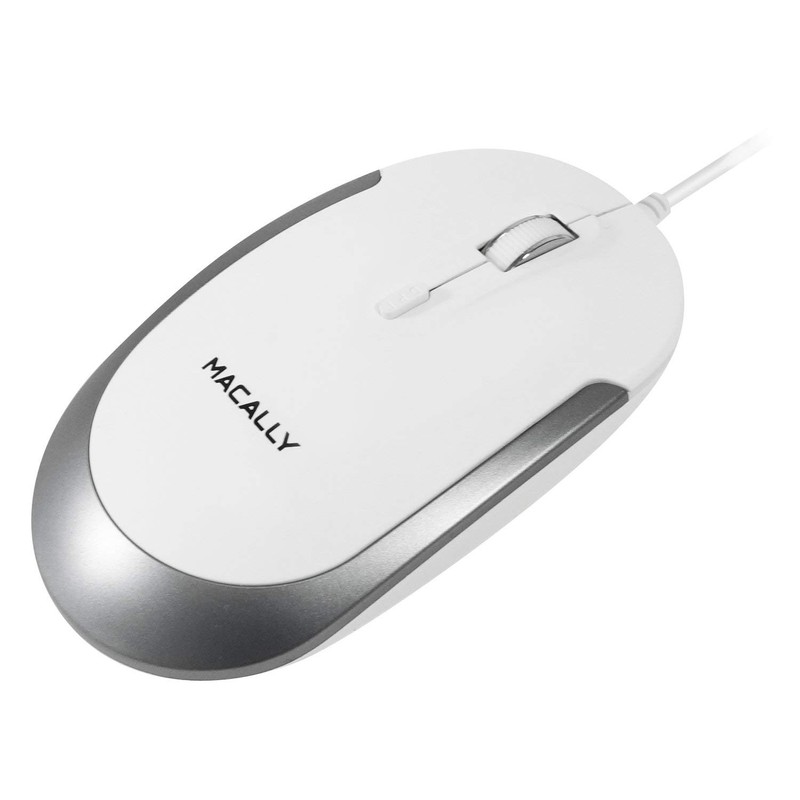 Macally UCDYNAMOUSE-W, 3-button optical USB-C silent click mouse, white/space gray