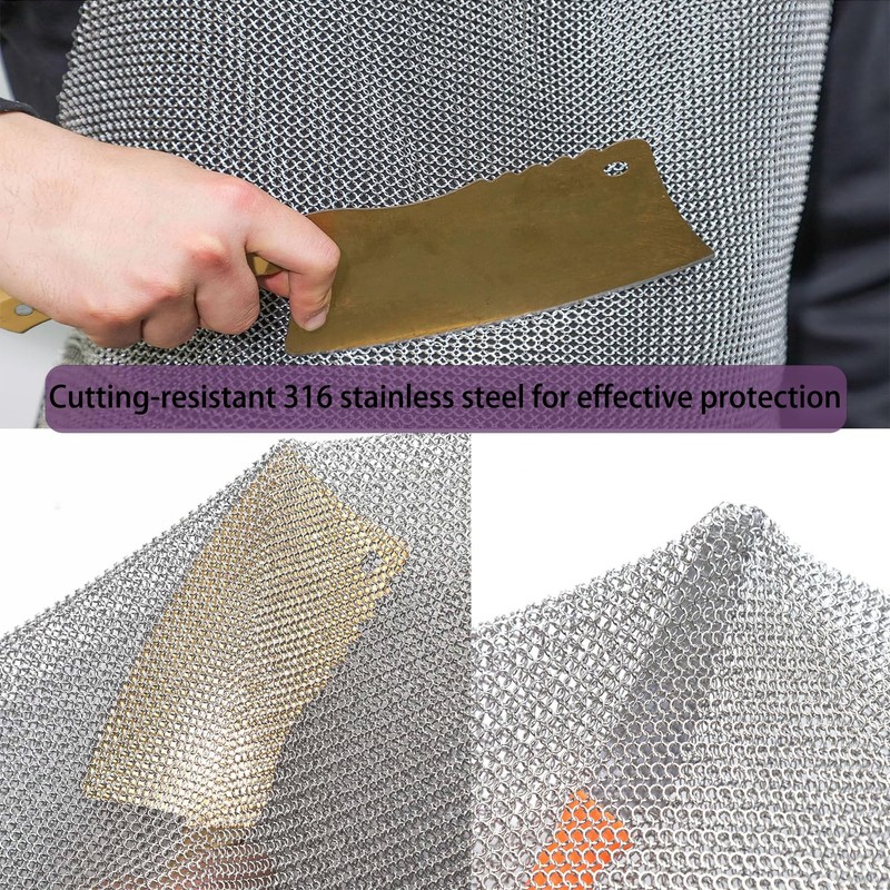AWIORETON Chainmail Apron for Butcher, Cut Resistant Apron for Meat