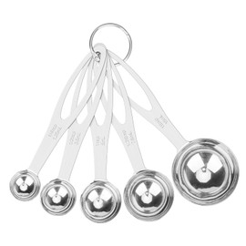 5pcs Measuring Spoon Set, Heavy Duty Stainless Steel Measuring Cups for Cooking Baking, Tablespoon Teaspoon for Dry or Liquid Ingredients, Fits in Spice Jar, 1/4 1/2 1 tsp, 1/2 1 tbsp