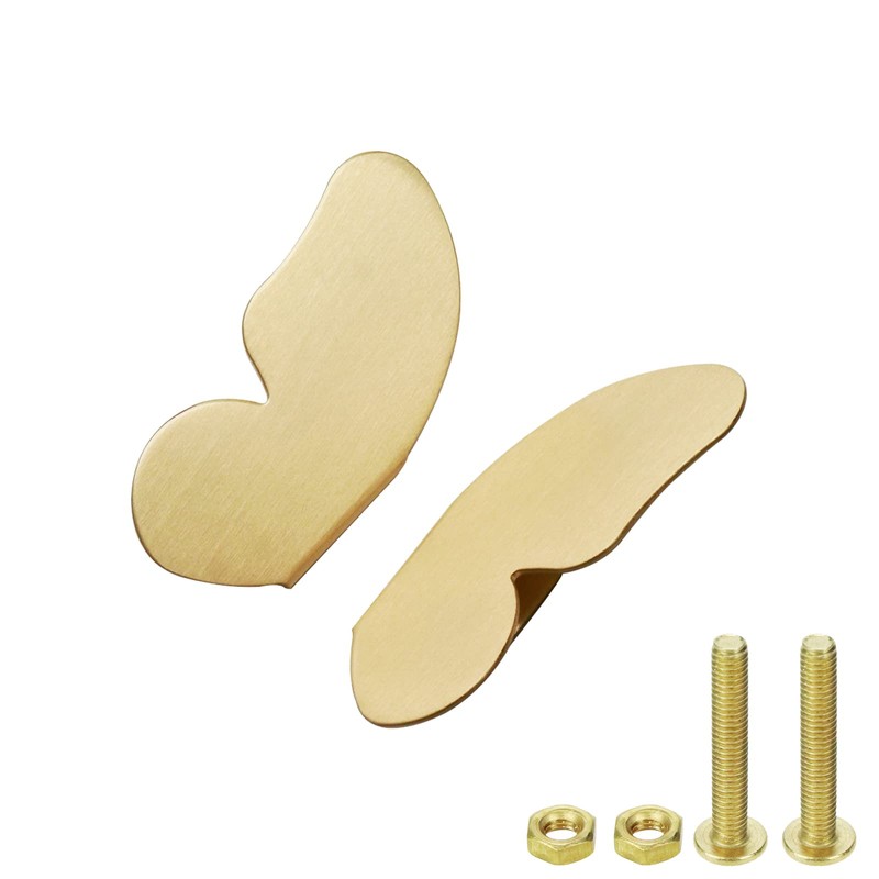 Semetall 2.91" Solid Brass Cabinet Knobs Decorative Butterfly Shape Single