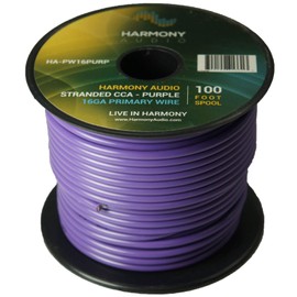 Harmony Audio HA-PW16PURP Primary Single Conductor 16 Gauge Purple Power or Ground Wire Roll 100 Feet Cable for Car Audio/Trailer/Model Train/Remote