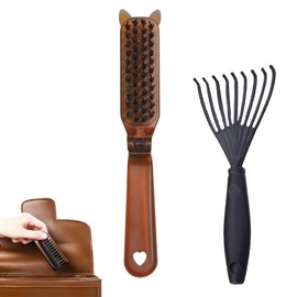 Twin Brush, Comb, Straightening Brush, Hairdresser Recommended, Hair Brush, Pig Hair, Blow Brush, Wood, Improve Hair Quality, Anti-Static, Hair Care, For Traveling, Outing, Commuting To Work Or