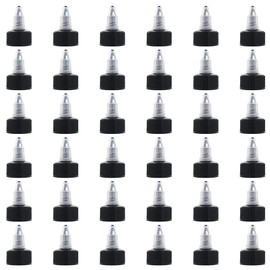 OLYCRAFT 36pcs Squeeze Bottle Cap 24/410 Natural Twist Top Caps Black Replacement Caps Twist Top Cap Bottle Dispensing Lid Bottles Lid Replacement Caps for Squeeze Glue Bottles Dispensing Lids