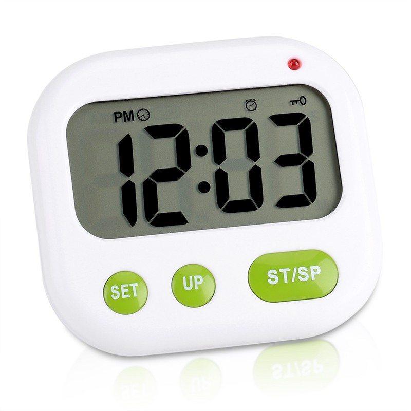 Music/Vibration Digital LCD Alarm Clock Electronic Kitchen Timer with Backlight