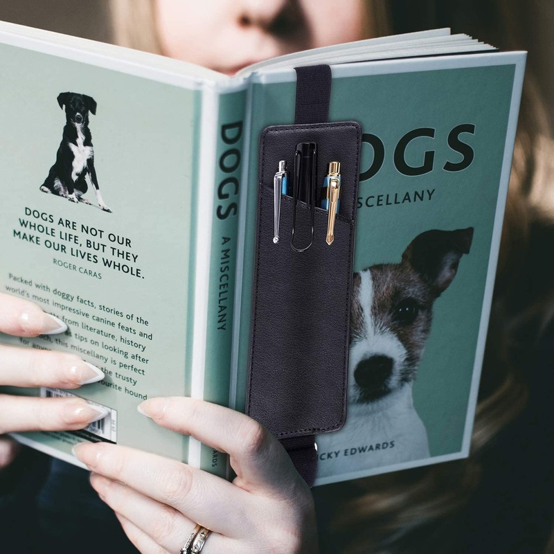 Wisdompro ペンホルダー 手帳用 伸縮バンド付き ブックバンド ペンケース スリム 筆箱 PUレザー A4/A5/B5/B6対応可