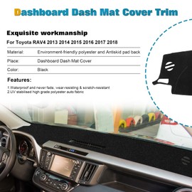 x xotic tech Compatible with Toyota Rav4 2013 2014 2015 2016 2017 2018 Dashboard Cover Center Console Cover Dash Mat Carpet Protector Sunshield Cover Custom Fit Black