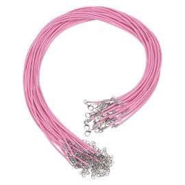 sourcing map 20Pcs Waxed Necklace Cord Bulk Pink 2mm Dia 18" Necklace String Rope with Chain Clasp for Pendants Bracelets Jewelry Making Supplies Accessories