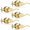 Moquin 5 Pack Wholesale Polished Brass Door Lever, Wave Design