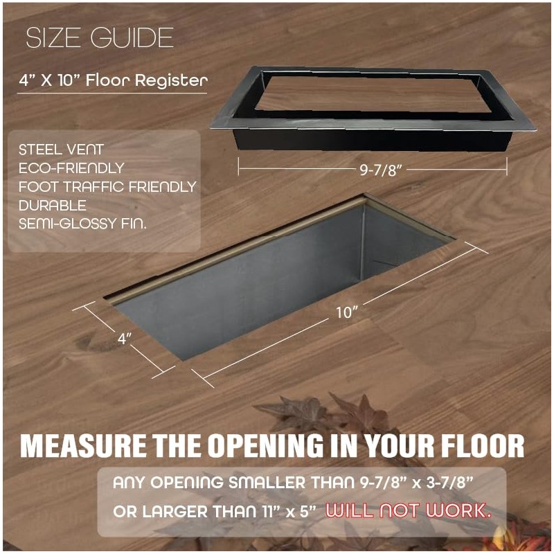 4x10 Inch Floor Register with Tray for Flooring Insert –