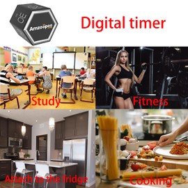 AmzooPoo Timer,kitchen timers,magnetic digital visual pomodoro cube countdown timer,1,5,10,25,30,60 min desk productivity flip timers for classroom cooking baking fitness study,easy for seniors & kids