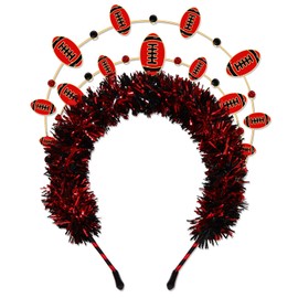 NVENF Football Headband Accessories for Women Game Day Headbands Football Cheer Mom Accessories Essentials Party Decors Game Day Outfits Gifts (Red Black)