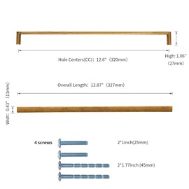 KNOKLOCK 6 Pack 12-3/5 Inch(320mm) Kitchen Cabinet Handles Gold Cabinet Pulls Kitchen Cabinet Hardware Drawer Pulls for Cupboard Wardrobe