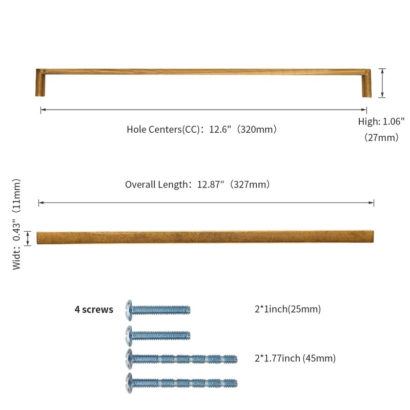 KNOKLOCK 6 Pack 12-3/5 Inch(320mm) Kitchen Cabinet Handles Gold Cabinet