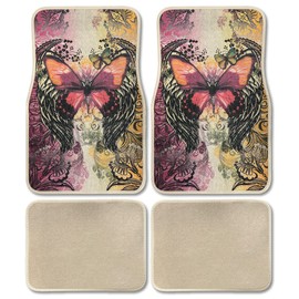 King Purple Butterfly Custom Designed Car Truck SUV Universal-fit Front & Rear Seat Carpet Floor Mats - 4pc