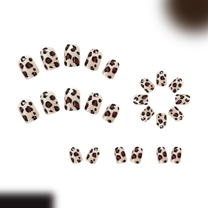Aurora Leopard Glitter Stick On False Nails