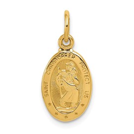 Solid 14k Yellow Gold Saint Christopher Medal Charm Pendant (21mm x 10mm)