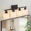 Milk Glass Bathroom Vanity Light Over Mirror, 4 Light Matte