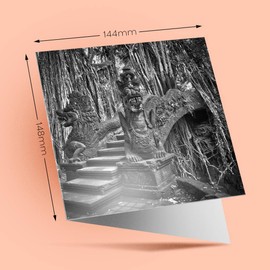 1 x Greeting Card BW - Dragon Bridge Bali Forest - Blank Birthday Celebration Anniversary #36075