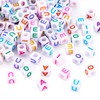 Pandahall 500Pcs Cube Vowel Letter Beads A/E/I/O/U Alphabet Beads 4x7mm