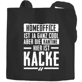 Moonworks® jute bag with saying "Home-Office ist ja ganz cool aber die Kantine hier ist Kacke Fun motif funny
