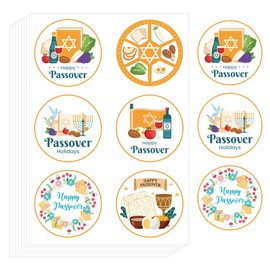 180pcs Passover Seder Sticker Karpas Beitzah Stickers - 2 Inch Pesach Stickers for Kids Jewish Holiday Decorations Seder Plate, Beitzah, Plagues, Matzah for Scrapbooking, and Party Favors