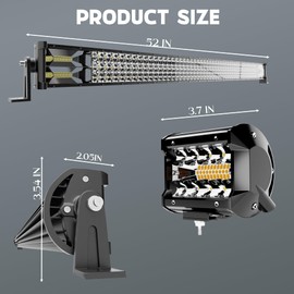TERRAIN VISION Triple Row 52Inch 300W LED Light Bar 4x4Inch Strobe Pods Kit