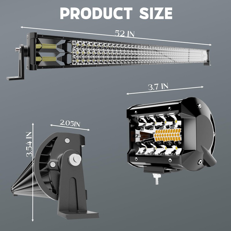 TERRAIN VISION Triple Row 52Inch 300W LED Light Bar 4x4Inch