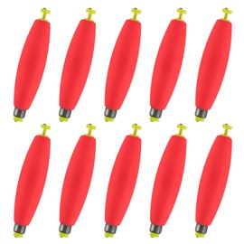 Alwonder 10 Pack Fishing Bobbers Floats, Weighted Bobbers for Fishing Cigar EVA Foam Snap-on Floats, Fishing Corks Floaters Buoys for Crappie Bass Panfish Bluegills Trout M Red