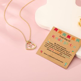 ESPVO First Day of Kindergarten School Gifts Necklace 1st K Here I Come for Little Girl Kids 4-6 Year Old Cute Girls Stuff Jewelry