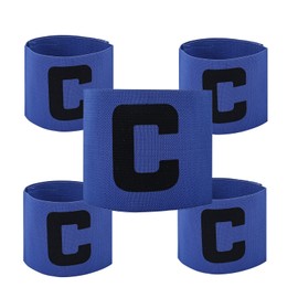 5PCS Football Captains Armbands,Adjustable Football Band Soccer Captain's Armband For Adult And Youth,Youth Football Sports Children's Big C Armband,Suitable For Youth Football, Hockey, Tennis (Blue)