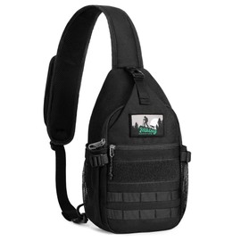 HALOVIE Tactical Shoulder Bag, Anti-Theft Shoulder Bag, Chest Bag, Men's Crossbody Sling Bag, Sports, Outdoor, Travel, black