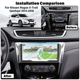 Camecho for Nissan Rogue X-Trail Qashqai 2014-2018 Radio, Android 13 Car Stereo with Bluetooth, 10" Touch Screen Car Audio Receiver with GPS Mirror Link FM Radio WiFi Subwoofer SWC + Camera 1+ 32G