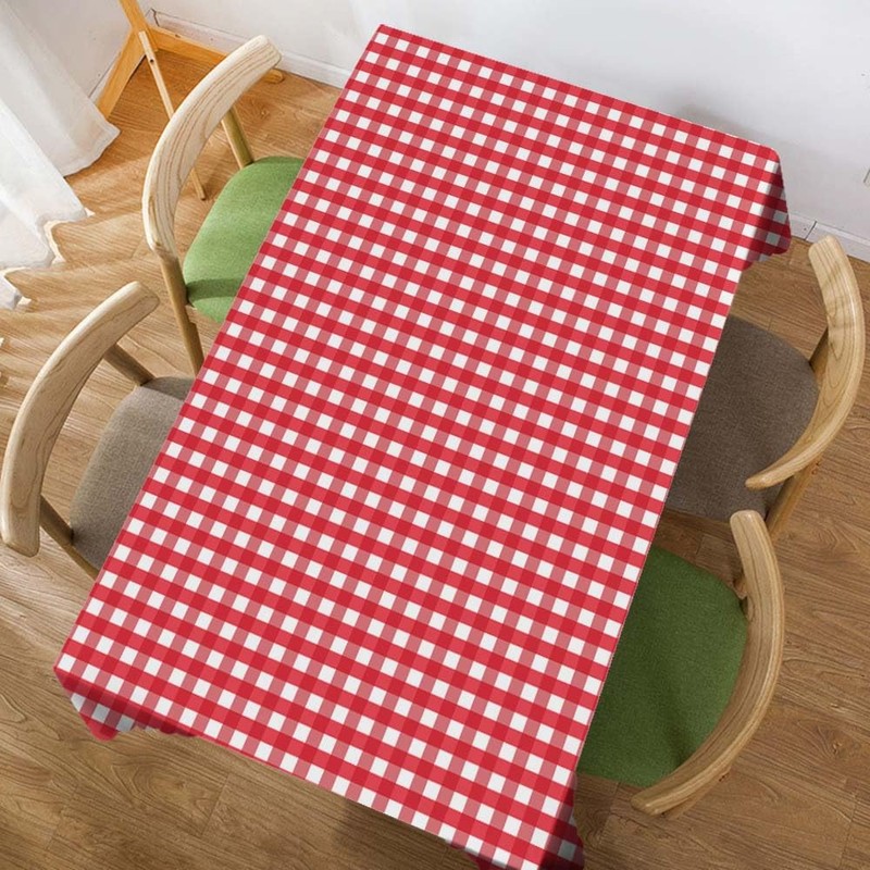 Walmsco Tablecloth Red White Plaid Decor For Dining Room Kitchen
